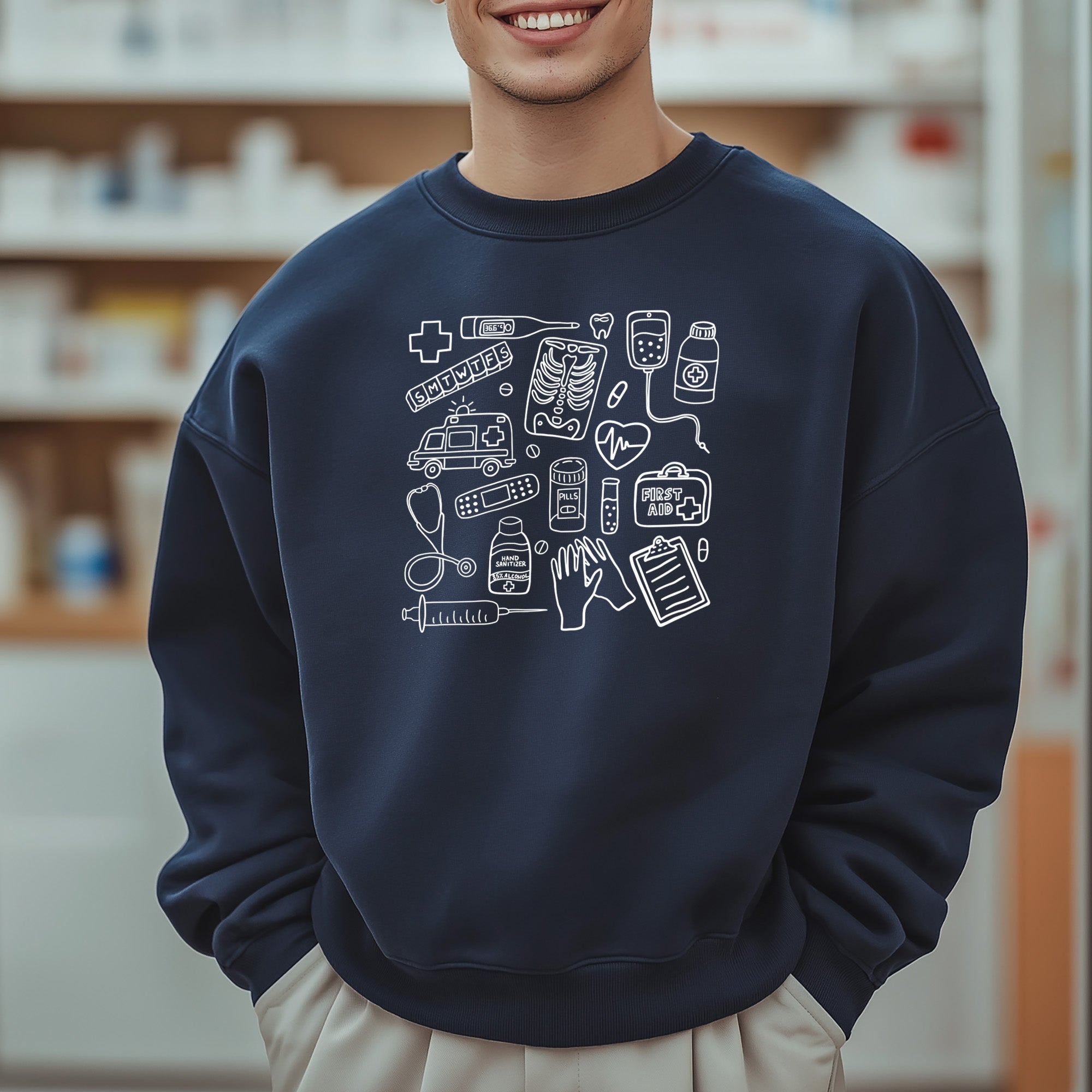 Medical Assistant Sweatshirt, Nursing Student Gift, Medical Doodle Crewneck, Med School Sweatshirt, Nurse Doodle Sweater, Radiology Doodles, Medical Student Gift