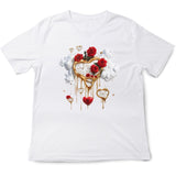 Vintage Heart T-Shirt – Dali-Inspired Art Shirt with Roses – Perfect Valentine’s Gift