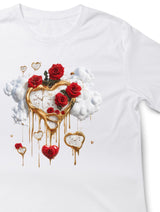 Vintage Heart T-Shirt – Dali-Inspired Art Shirt with Roses – Perfect Valentine’s Gift