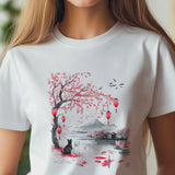 Japanese Cat Lover T-Shirt – Vintage Japanese Art with Cats and Landscapes