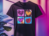 Andy Warhol Inspired Heart & Rose Pop Art Tee - Perfect Valentine Gift for Art Lovers