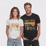 Customise Any Year Together Since 1995 Vintage Couple 30th Wedding Anniversary T-Shirt Husband Wife Boyfriend Girlfriend T Shirt Tee Top