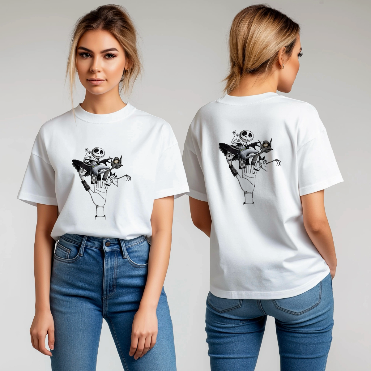 Tim Burton Finger Puppets Graphic Organic Cotton T-Shirt