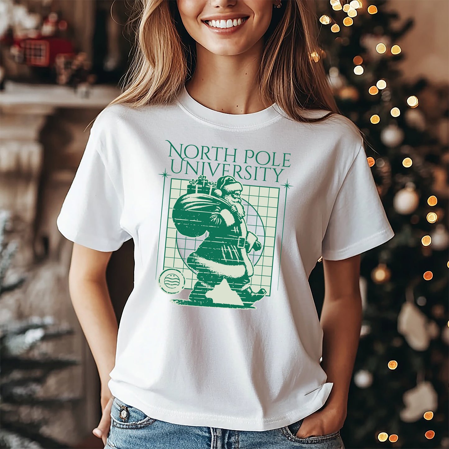 Weihnachts-T-Shirt der North Pole University – Weihnachtsmann-Design, Unisex-T-Shirt