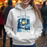 Weißer Kapuzenpullover „Sternennacht“ von Van Gogh – Weihnachtsedition